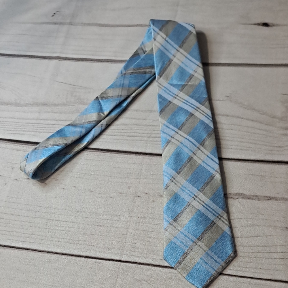 Alba Stylish Blue Plaid Men's Silk Tie